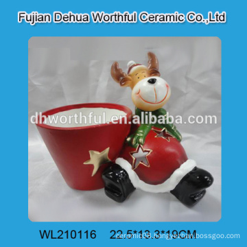 Ceramic christmas flower vases with cute reindeer design